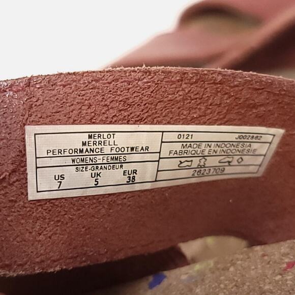 Merrell Sandal Size 7 Women's Nappa Valley Slide Cork Leather Rust Brown Sandals - Picture 12 of 12